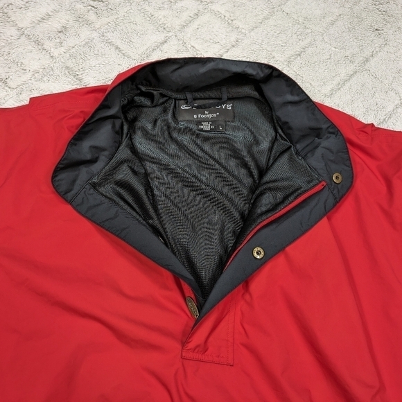 Footjoy Jacket Men's L Red Dryjoys Golf Pullover ½ Zip Short Sleeve Weatherproof - Picture 2 of 10